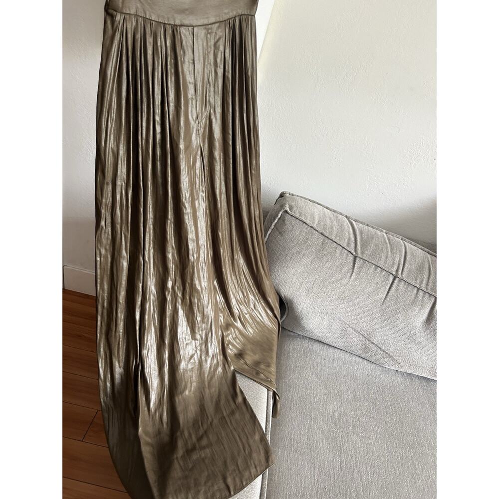 Zara Khaki Olive Liquid Palazzo S Wide Leg Trousers - Picture 4 of 12